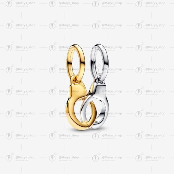 Pandora Openable & Splittable Handcuffs Dangle Charm|Two-tone - Picture 1 of 2